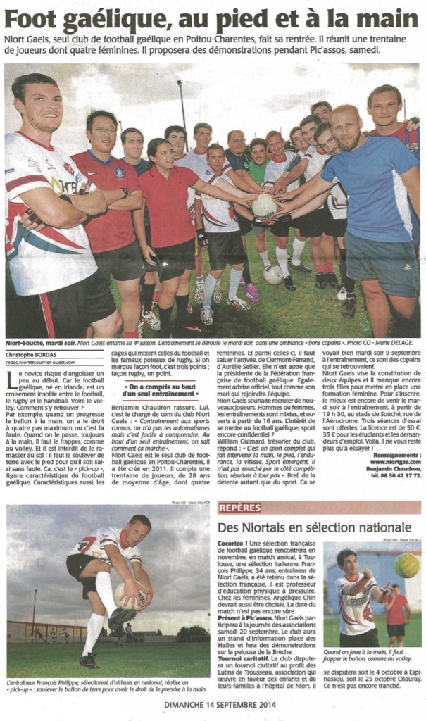 Foot gaélique, au pied et à la main (Courrier de l'Ouest)